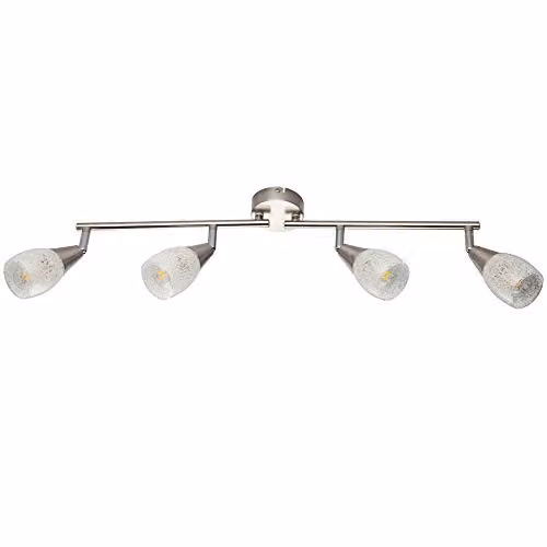 Globo Lighting Franziska Ceiling Spotlight Bar in Matt Nickel with Clear Glass and Crystals, 4x E14