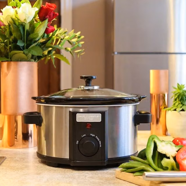 Charles Bentley Slow Cooker in Black and Silver, 3.5l