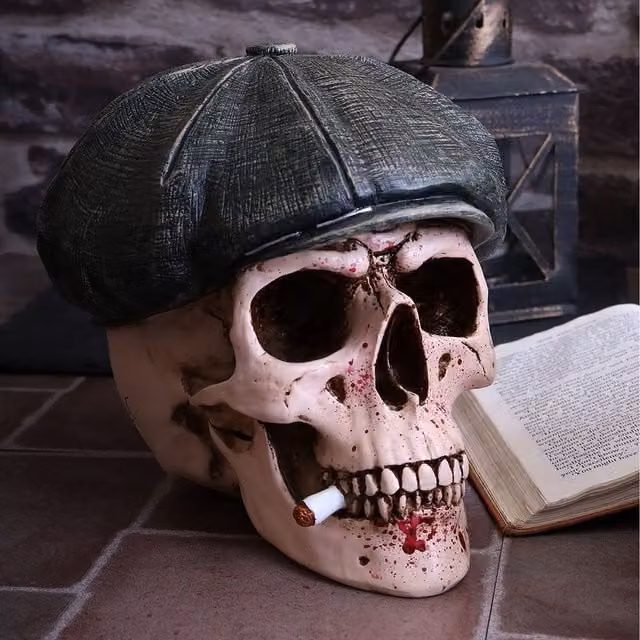 Nemesis Now The Boss Skull with Flat Cap Ornament, Multicolour, Height: 18.5 cm