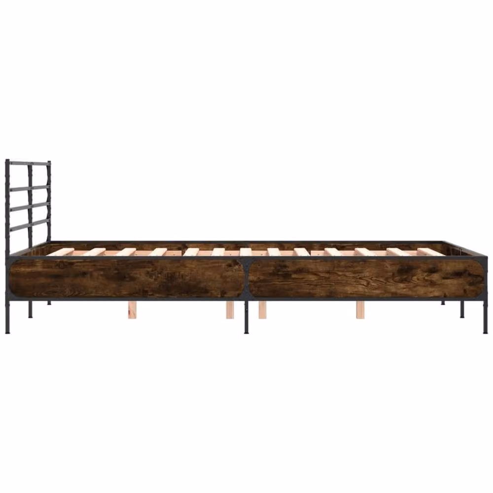 Berkfield Home Durable Bed Frame in Smoked Oak and Brown, W/D/H: 140 x 203 x 74 cm – 3