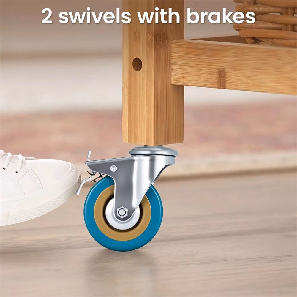 Nordara 4-Piece Set of Silver Rubber Swivel Castor Wheels with Screw-in Mount, 75mm Diameter, 200kg Capacity – 2