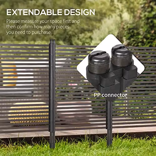 Outsunny Brown Palisade Metal Garden Fence with PVC Coating, H: 93 cm, W: 150 cm – 3