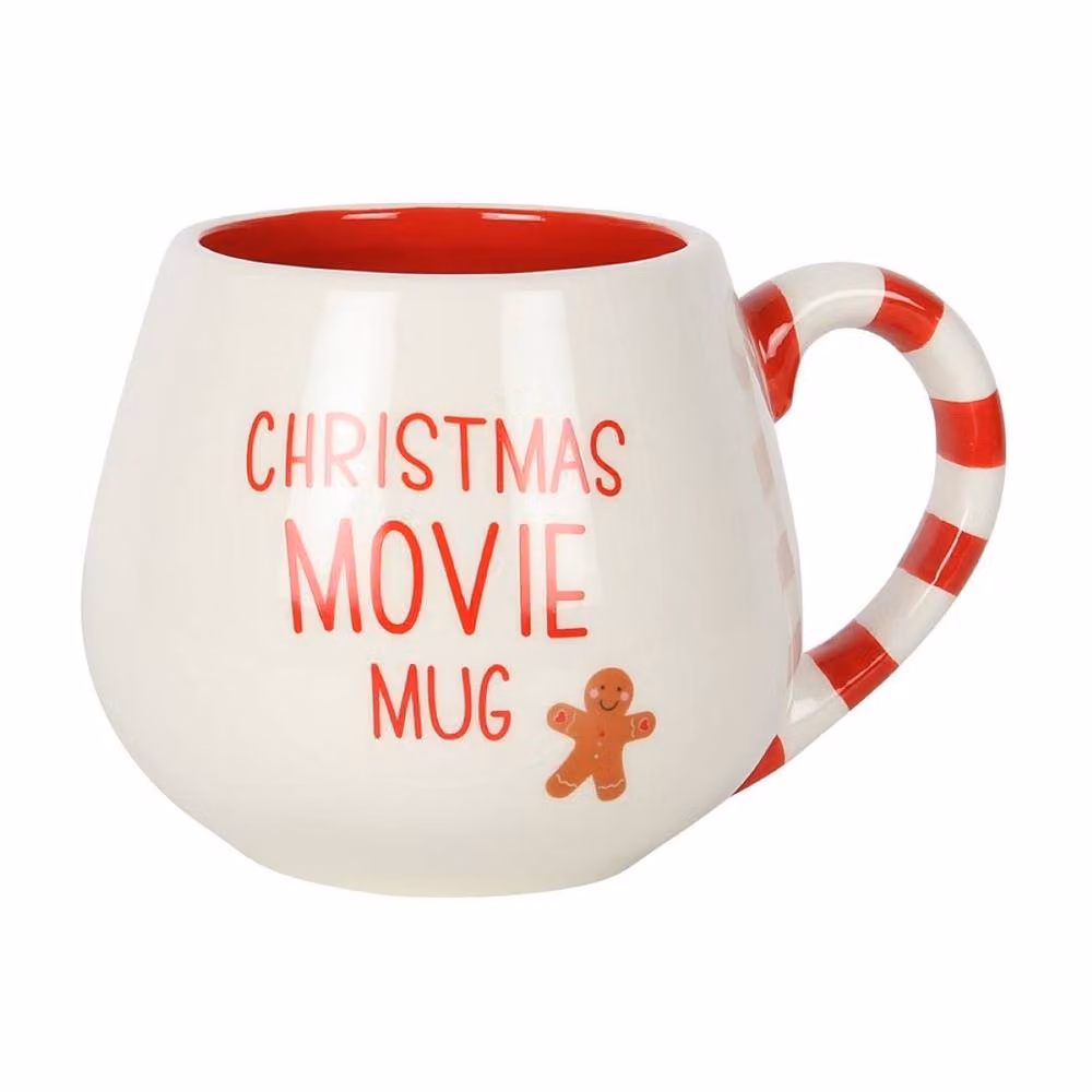 Marco Paul White and Red Striped Ceramic Christmas Movie Mug, 350ml – 2