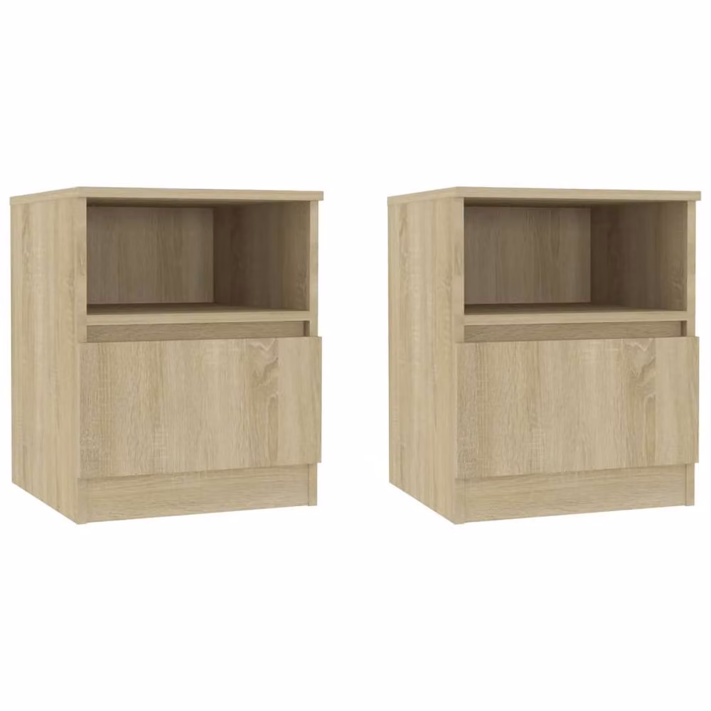 Berkfield Home Set of 2 Durable Bed Cabinets in Sonoma Oak Natural, W/D/H: 40 x 40 x 50 cm – 3