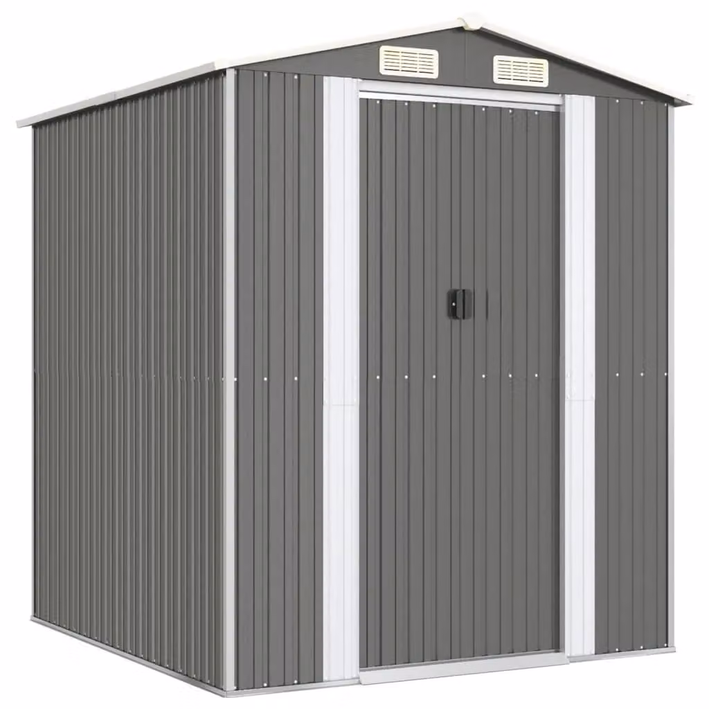 Berkfield Home Garden Shed in Light Grey Galvanised Steel, W/D/H: 192 x 191 x 223 cm – 2