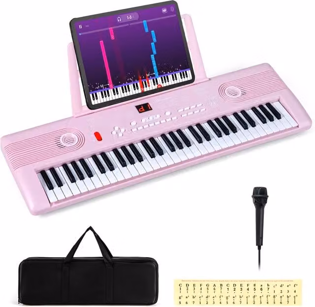 Costway Portable Digital Piano Keyboard Full Set in Pink