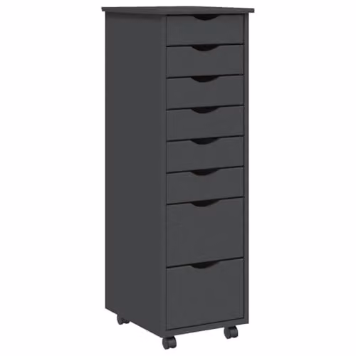 vidaXL Rolling Cabinet with Drawers in Grey Rustic Solid Pine Wood – 1