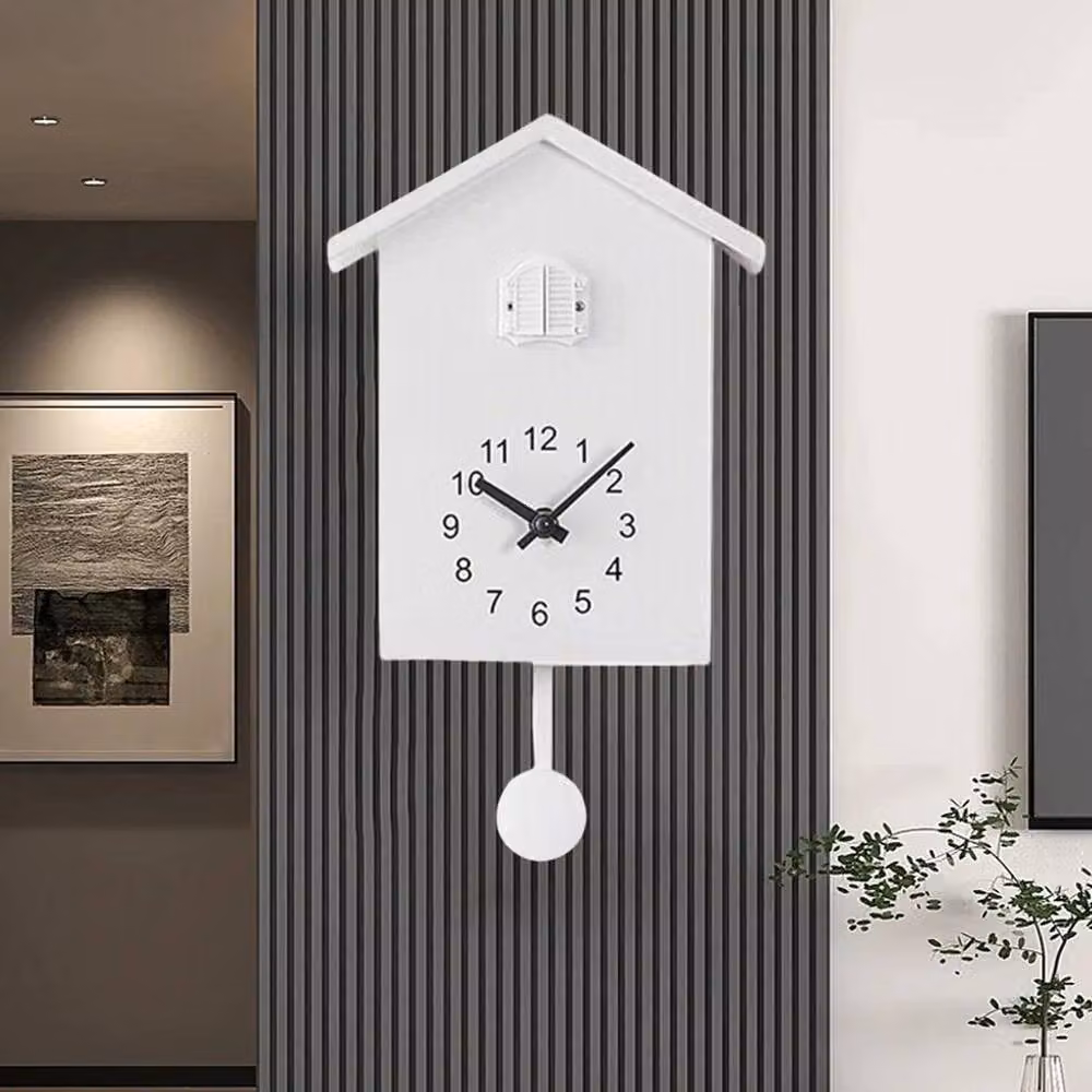 KORVIXA Modern White Quartz Analog Wall Clock with Pendulum, Width: 100 cm – 2