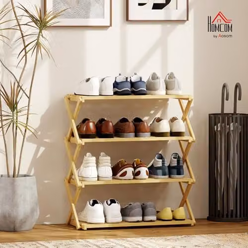 HOMCOM 4-Tier Bamboo Shoe Rack in Beige, W/D/H: 60 x 29 x 67 cm – 2