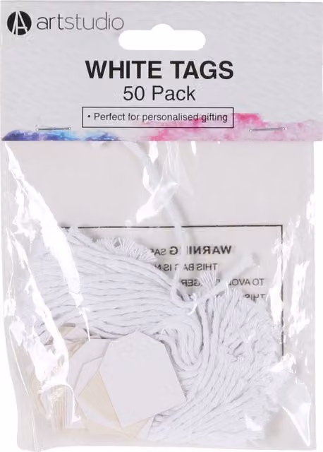 Art Studio Multipurpose White Paper Tags, Pack of 50