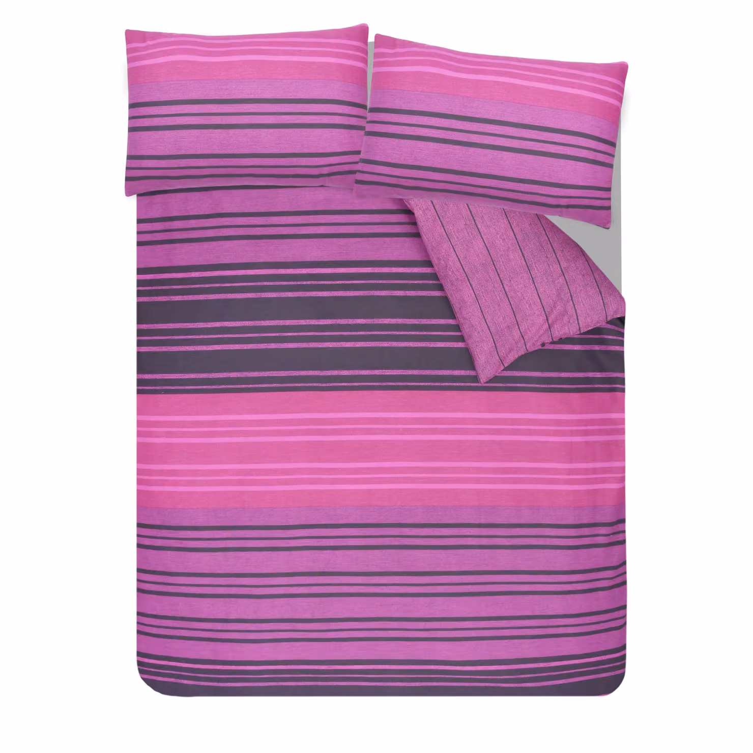 Smart Living Reversible Striped Polycotton Textured Duvet Cover and Pillowcases, Purple, Single (90 x 200 cm) – 2