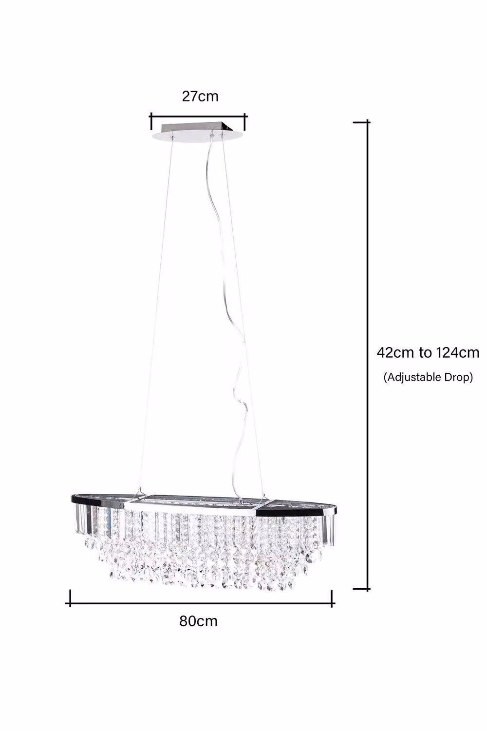 BHS Lighting Paladina Chrome and Crystal Pendant Ceiling Light in Silver – 3