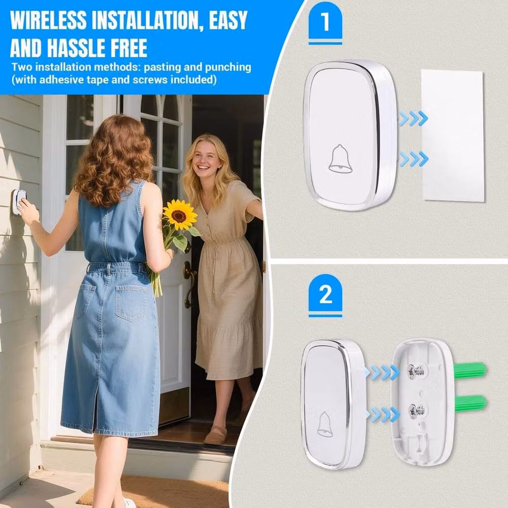 SPETLEK Long Range Plug in Cordless Home Doorbell, White – 3