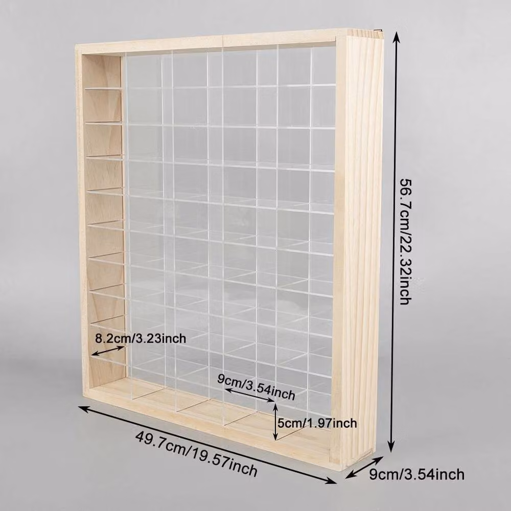 FLAVORA Hot Wheels 50 Car Model Display Cabinet in Natural with Glass Doors and Acrylic Shelves, Width: 100 cm – 2