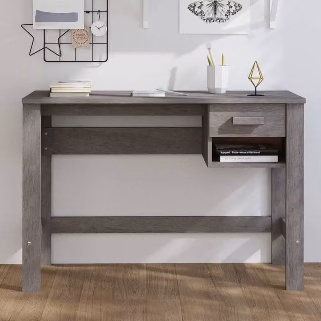 Berkfield Home HAMAR Writing Desk in Light Grey Solid Pine Wood, W/D/H: 110 x 40 x 75 cm