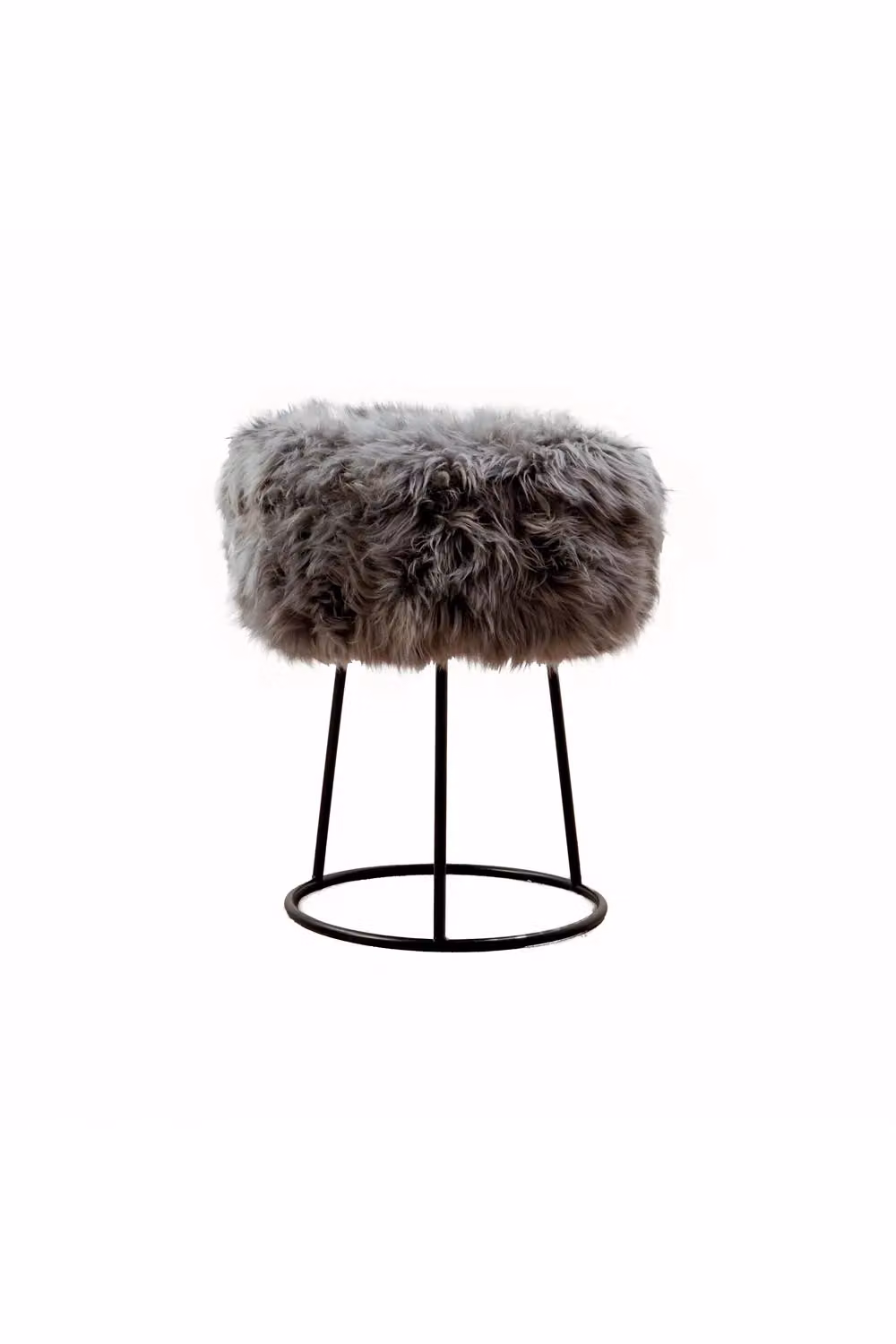 Native Natural Grey Sheepskin Stool with Metal Legs – 2