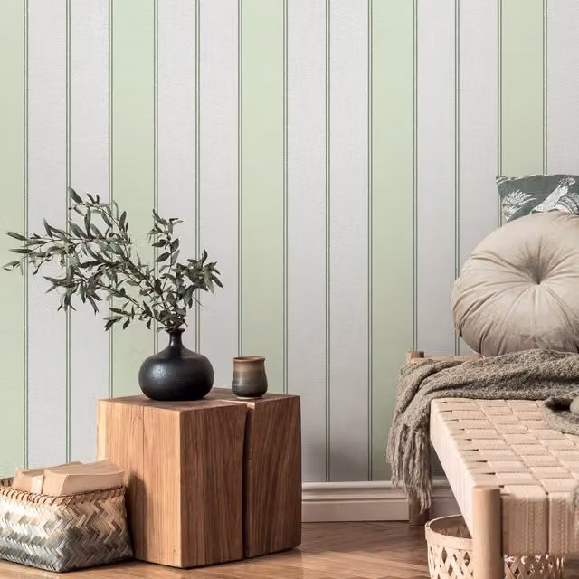 Erismann Elegant Stripe Abstract Striped Classic Wallpaper Roll in Green
