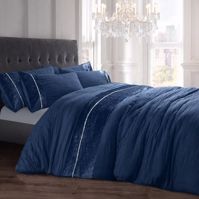 Velosso Blue Microfibre Duvet Cover and Pillowcase Set