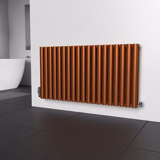 Lux Heat Oval Horizontal Coloured Radiator in Bronze, W/H: 114 x 60 cm