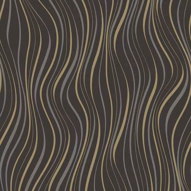 Grandeco Line-Up Wave Stripe Blown Vinyl Textured Wallpaper, Black
