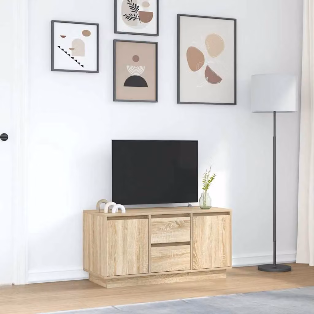 Berkfield Home Modern TV Cabinet with LED Lights in Sonoma Oak Brown, W/D/H: 100 x 41 x 50 cm – 2