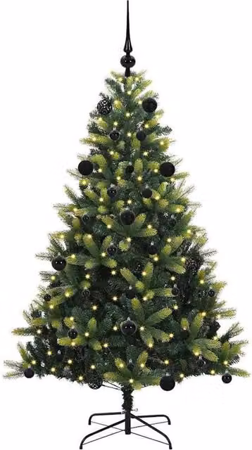 Berkfield Home Realistic Artificial Hinged Christmas Tree with 150 LEDs, Green, Height: 150 cm