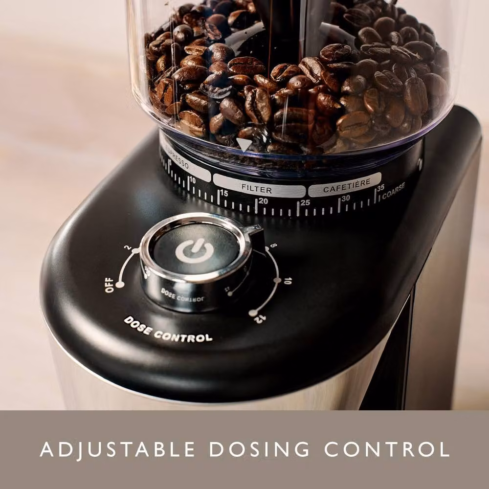 Dualit Burr Coffee Grinder with Stainless Steel Conical Burrs and 35 Settings in Silver – 4