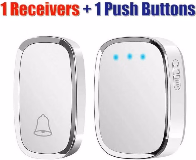 FLAVORA Wireless Plug In Mains Doorbell with 1 Receiver and 1 Push Button in Silver
