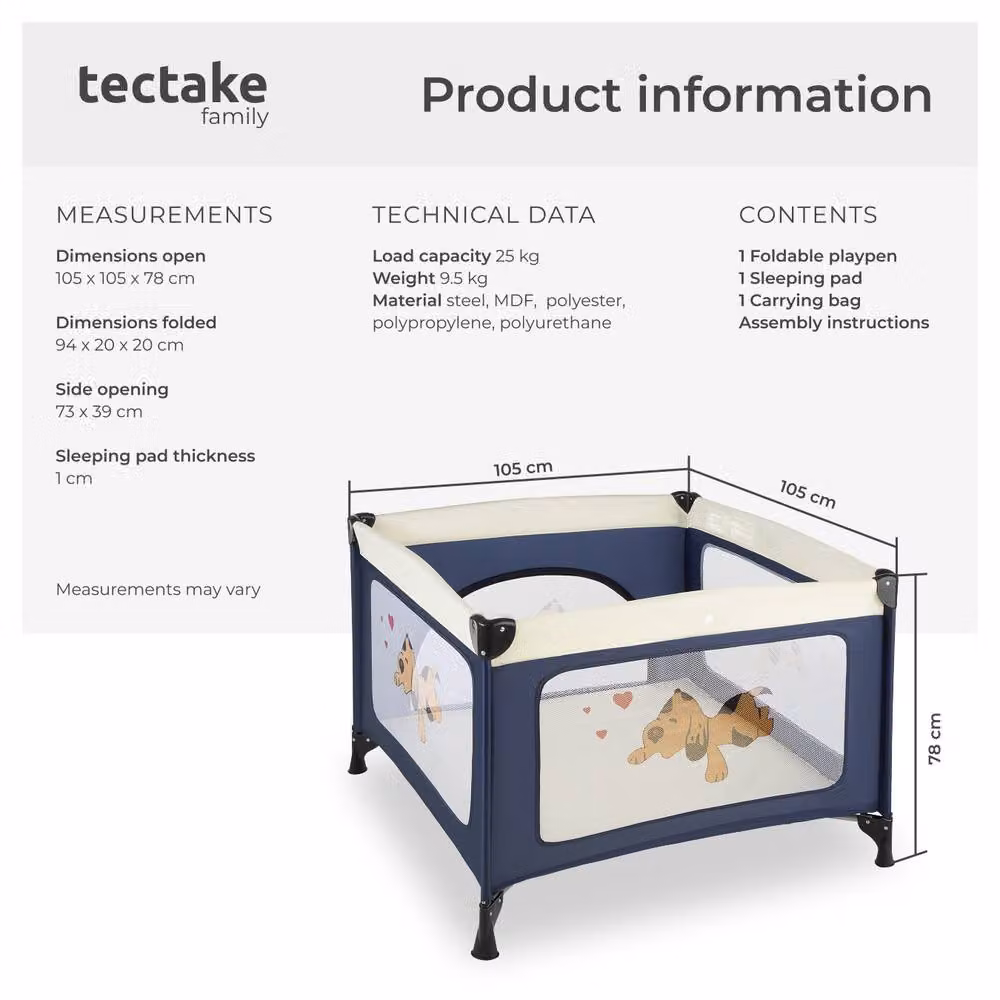 tectake Tommy Junior Playpen in Blue – 6