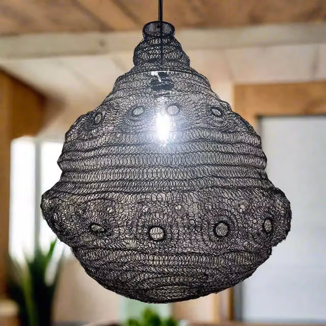 CGC Lighting Casablanca Moroccan Black Metal Mesh Ceiling Pendant Light