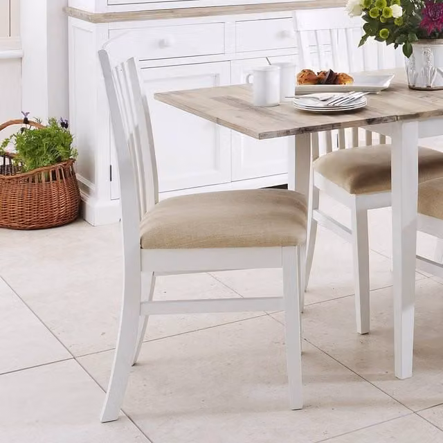 Statement Furniture Florence White Wooden Dining Chair with Upholstered High Back, W: 45 cm, D: 53 cm, H: 94 cm – 1
