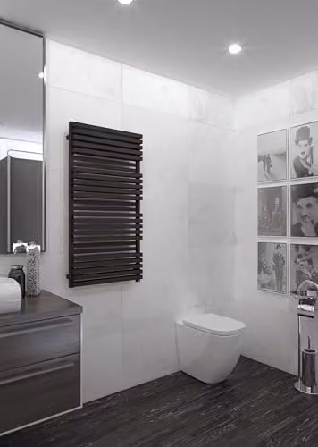 Terma Quadrus Bold One Electric Towel Rail with Hidden Element, Metallic Black, H 118.5 cm x W 45.0 cm – 2