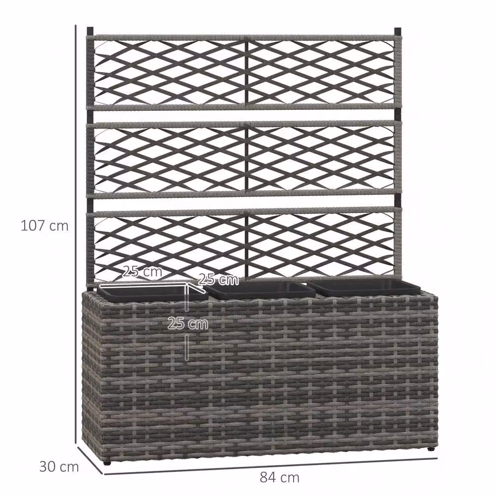 STILVORA Grey Galvanised Steel Garden Planter with Trellis, W/D/H: 84 x 30 x 107 cm – 3