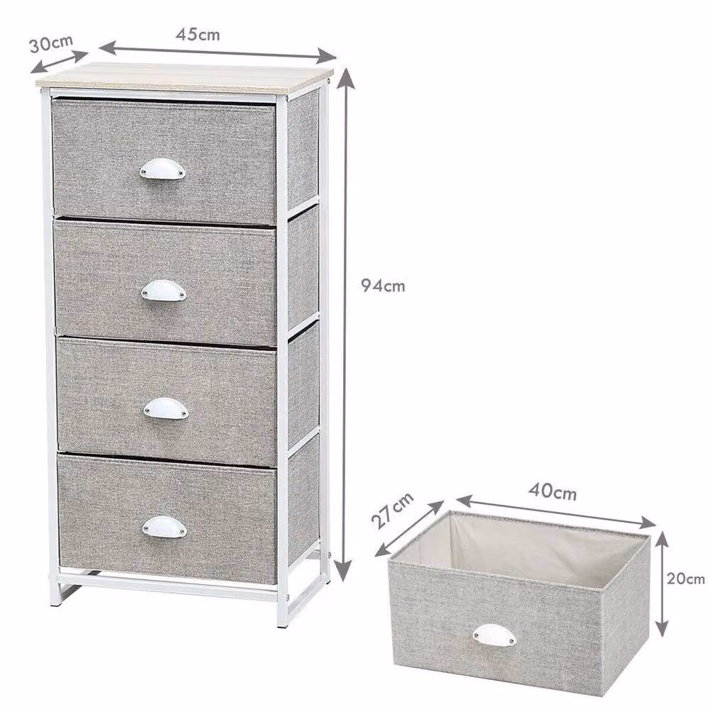 KORVIXA Grey 4-Drawer Chest of Drawers Home Storage Organiser W/D/H: 100 x 100 x 100 cm – 2