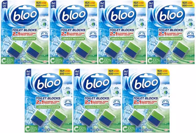 Bloo Toilet Rim Blocks with 2in1 Cleaning Foam for Limescale Prevention, Blue