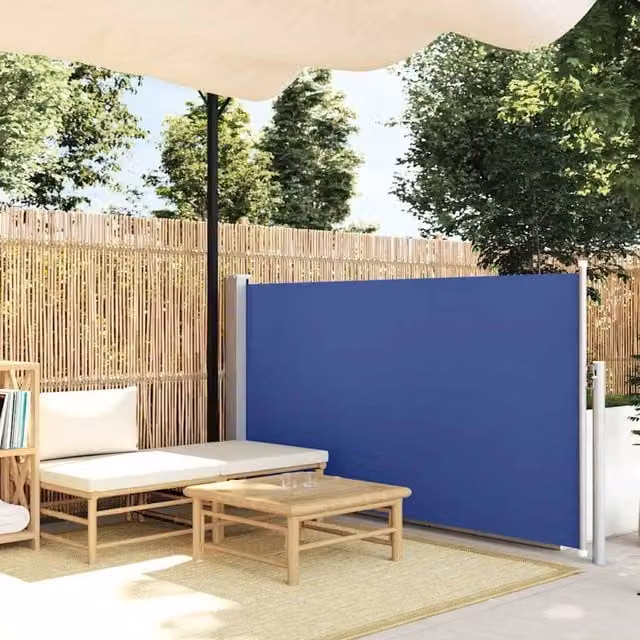 Berkfield Home Blue Retractable Side Awning for Patio and Garden, W/H: 120 x 500 cm – 1