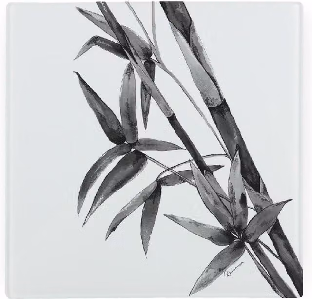 Purely Home Black Bamboo and Glass Non-Slip Heat Resistant Hot Pot Stand
