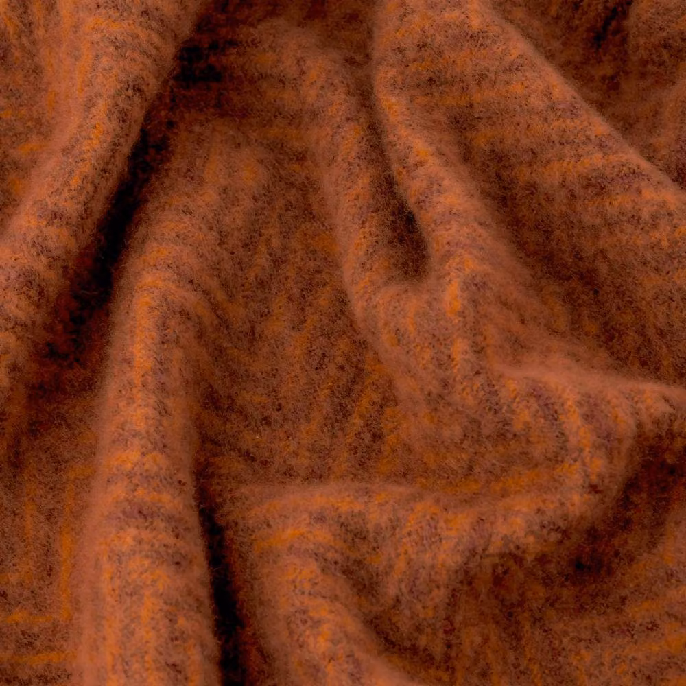 Furn Tweedie Woven Herringbone Throw with Fringes in Orange, W: 130 cm, L: 180 cm – 3