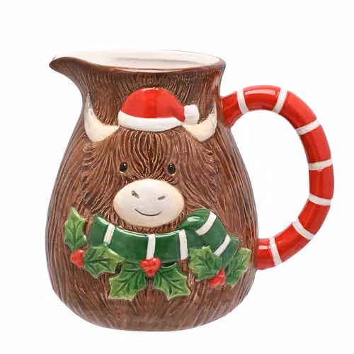 Widdop and Co Brown Ceramic Highland Cow Christmas Jug