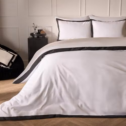 OHS Microfibre Bedding Set with Duvet Cover and Pillowcase in Black and White, W/D/H: 200 x 200 cm