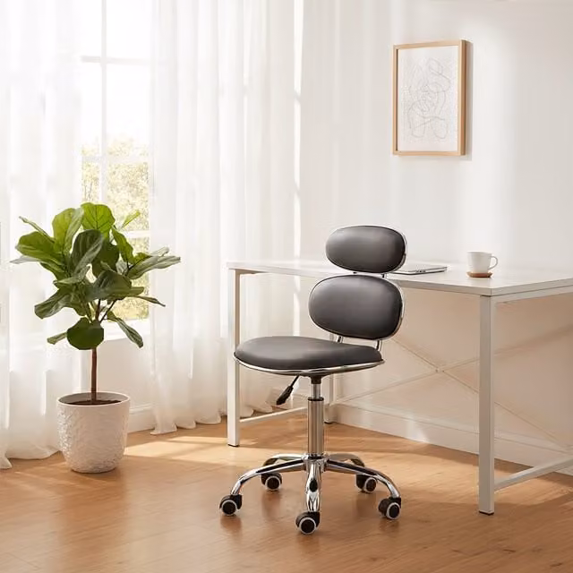 Orsina Ergonomic Swivel Home Office Chair in Black and Grey with Headrest – 1