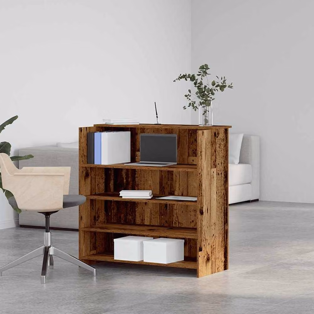 Berkfield Home Reception Desk in Brown Old Wood, W/D/H: 100 x 50 x 103.5 cm – 1