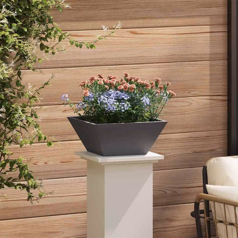 Berkfield Home Black Steel Garden Bowl Planter, W/D/H: 35 x 35 x 15 cm – 4
