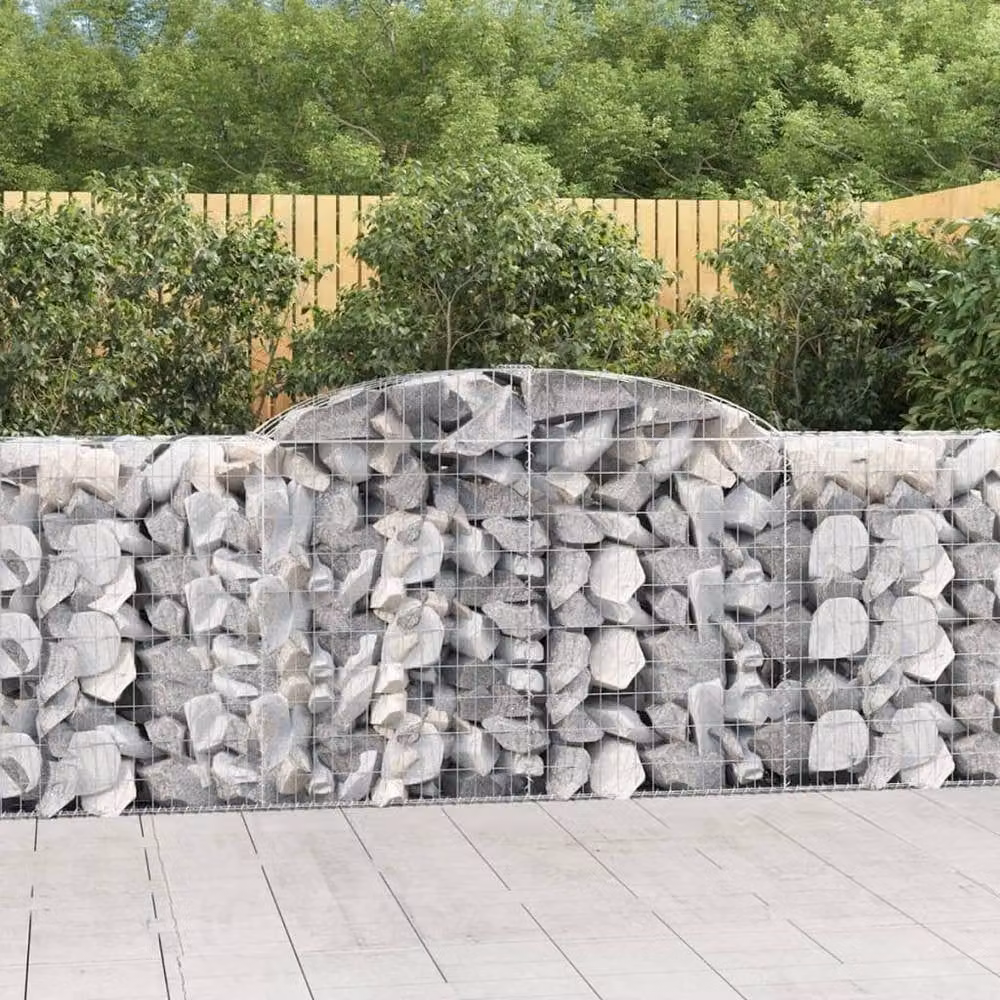 Berkfield Home Arched Gabion Baskets, 5 Piece Set, Silver Galvanised Steel, W: 300 cm, D: 50 cm, H: 100-120 cm – 2