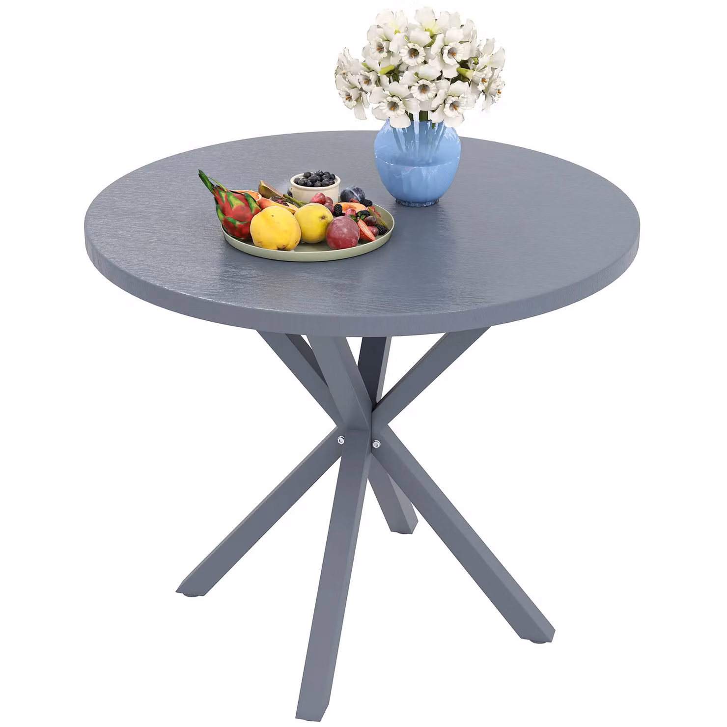 Outsunny Round Garden Table with Metal Frame in Grey – 2
