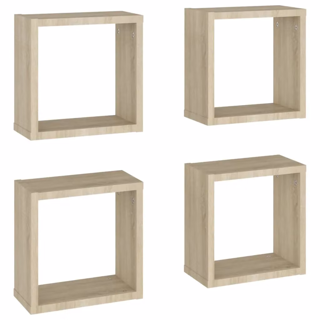 Berkfield Home Wall Cube Shelves, 4 Piece Sonoma Oak Set in Brown, W/D/H: 30 x 15 x 30 cm – 2