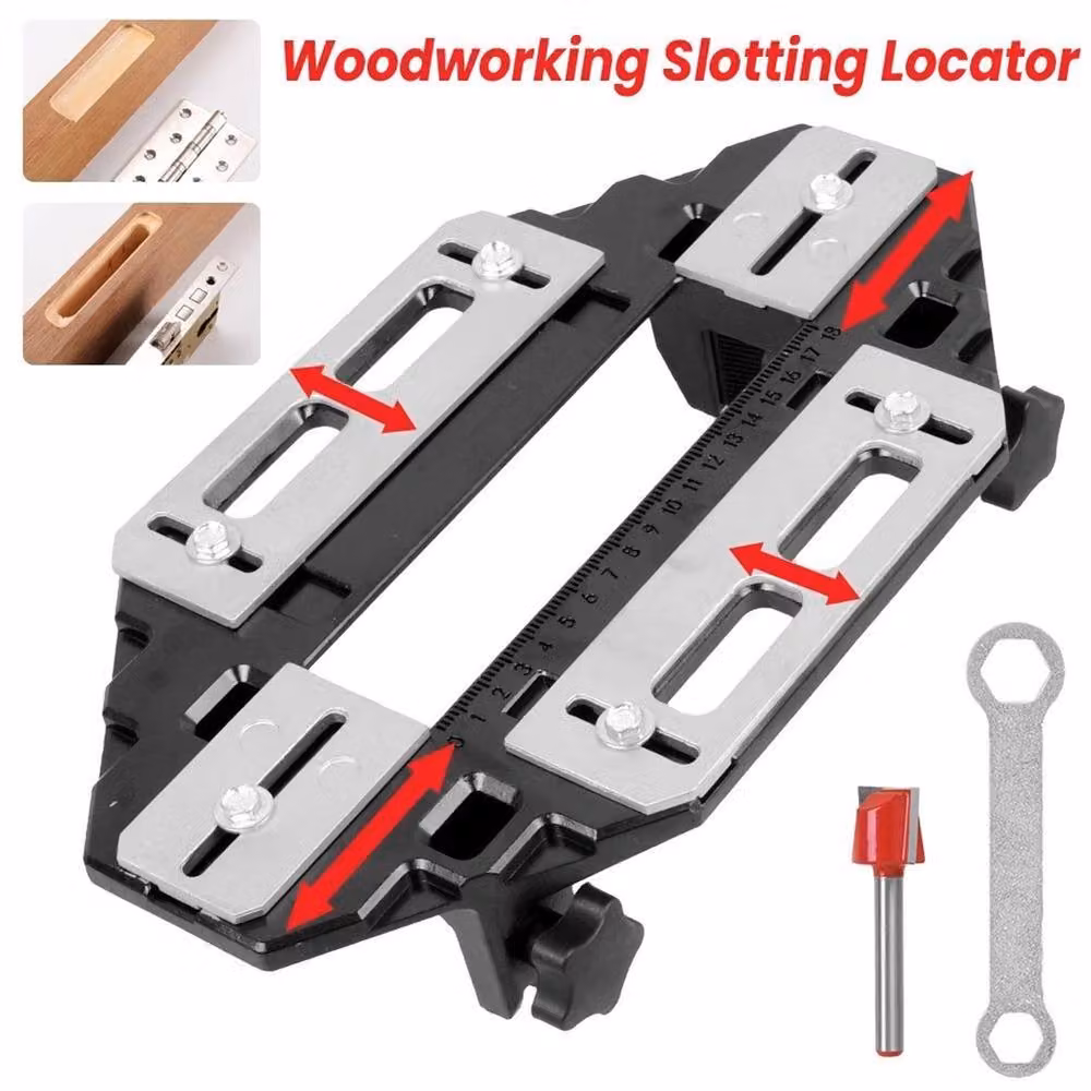 Nordara Black Aluminum Alloy Wood Door Hinge Jig Router Bit Slotting Guide – 3