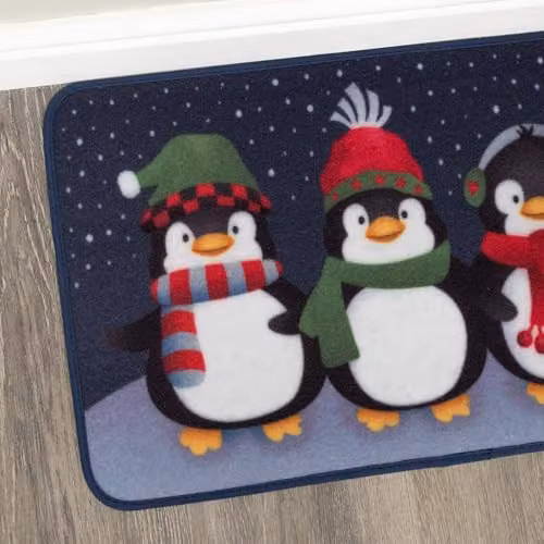 Samuel Alexander Frosty Penguins Fabric Christmas Doormat, Multicolour, W: 60 cm, D: 40 cm – 3