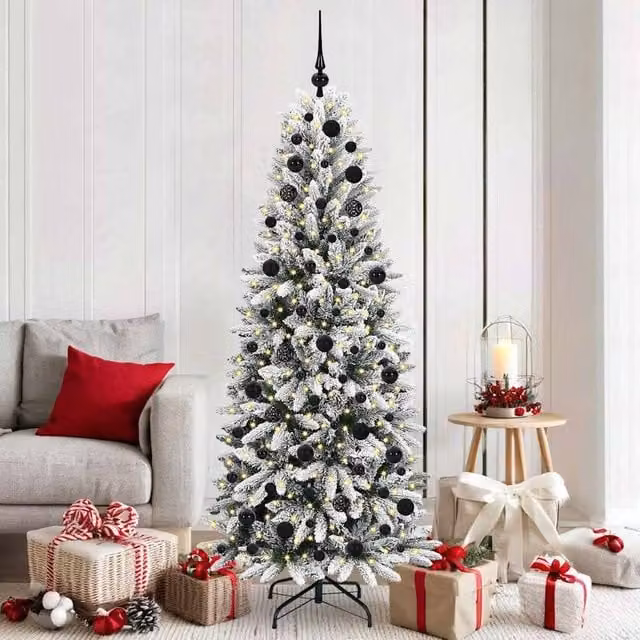 Berkfield Home Artificial Christmas Tree with 300 White LEDs, Green, W/D/H: 73 x 73 x 180 cm