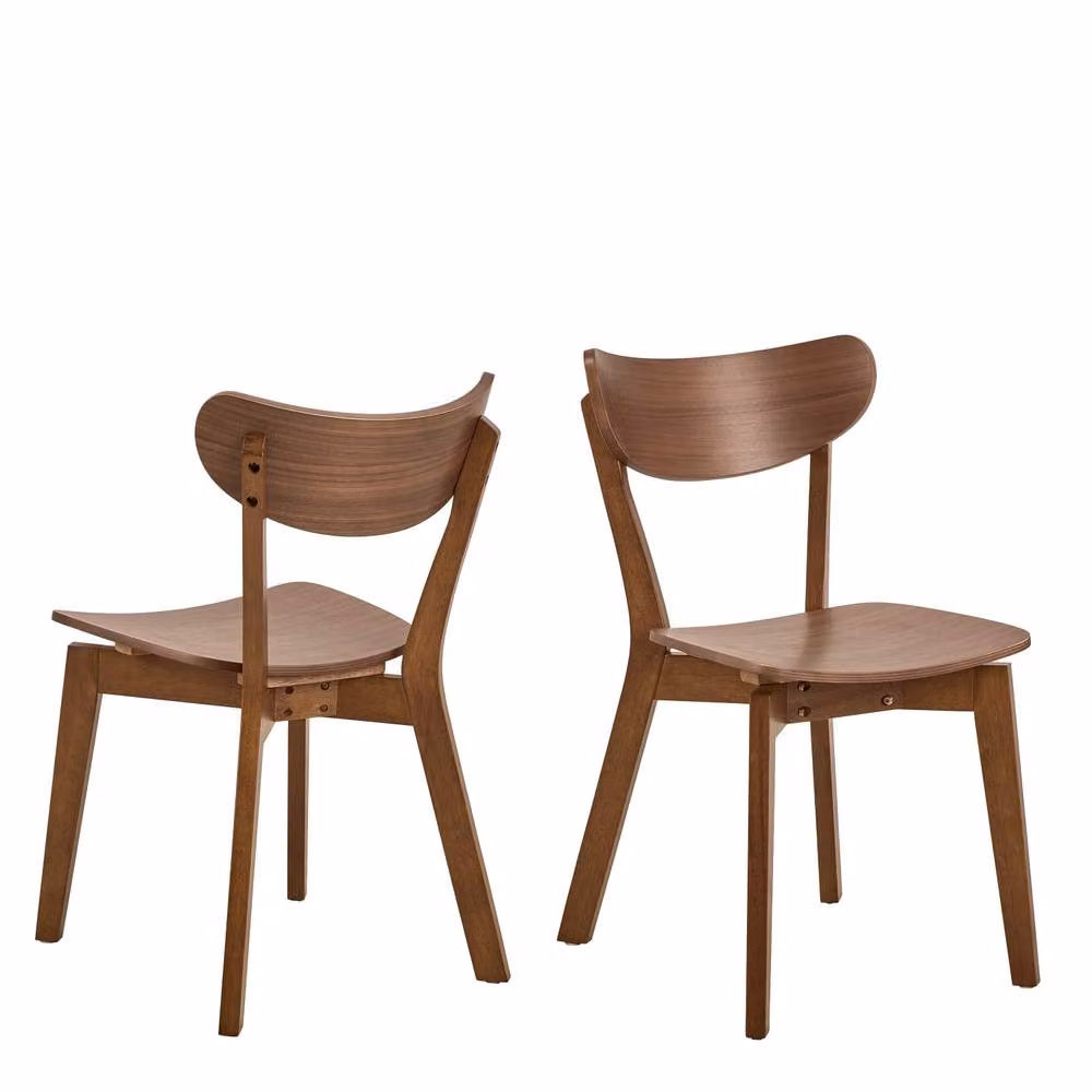 Wyld Haus Saffron Walnut Wood Effect Dining Chairs, Set of 2, Brown and Beige – 2